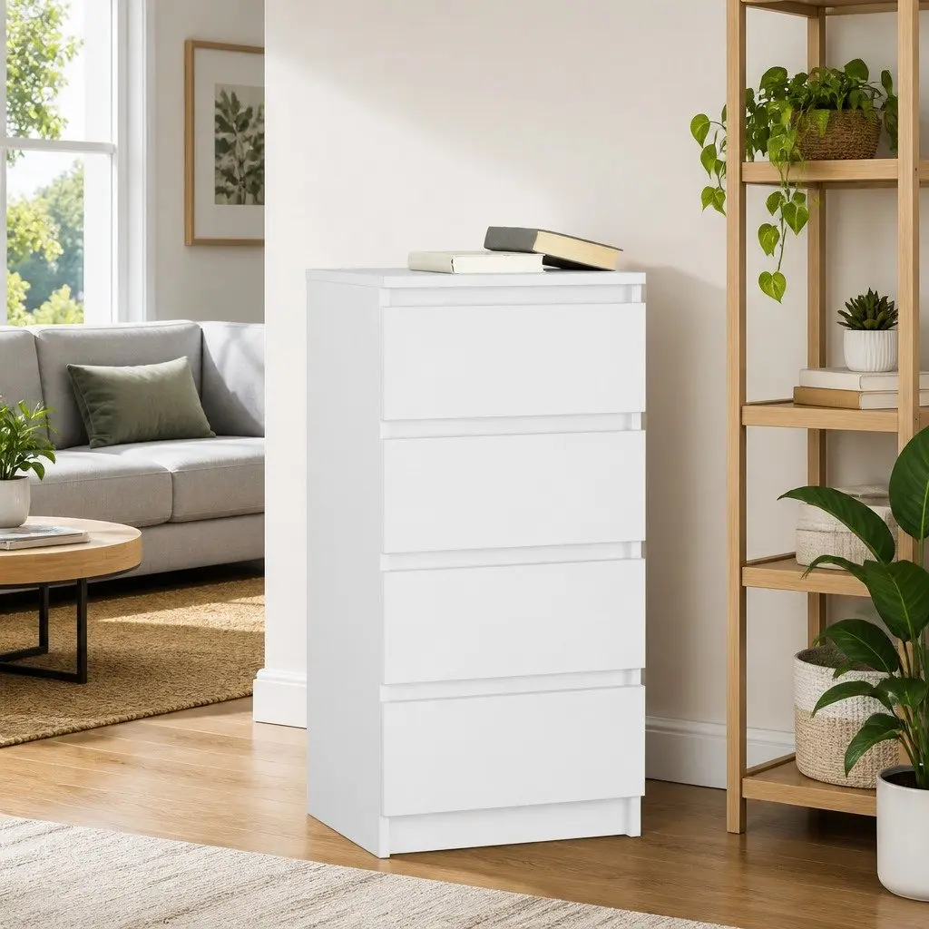 White Sideboard Storage Cabinet 37.5x35x76cm Engineered Wood Buffet Furniture