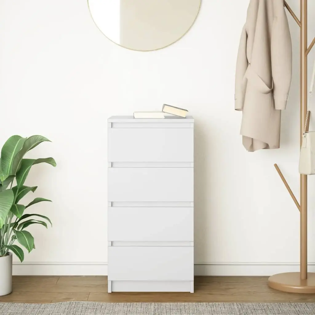White Sideboard Storage Cabinet 37.5x35x76cm Engineered Wood Buffet Furniture