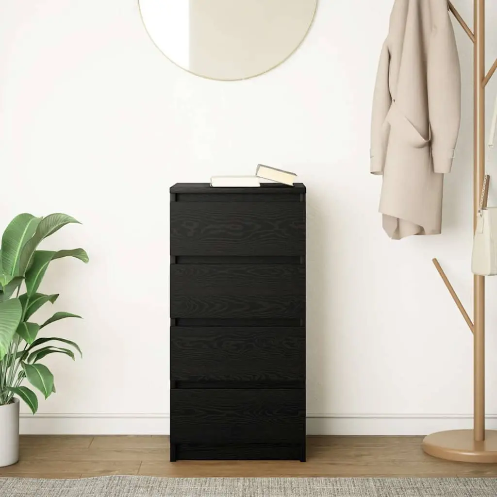 Black Oak Sideboard Storage Cabinet Engineered Wood Buffet 37.5x35x76cm