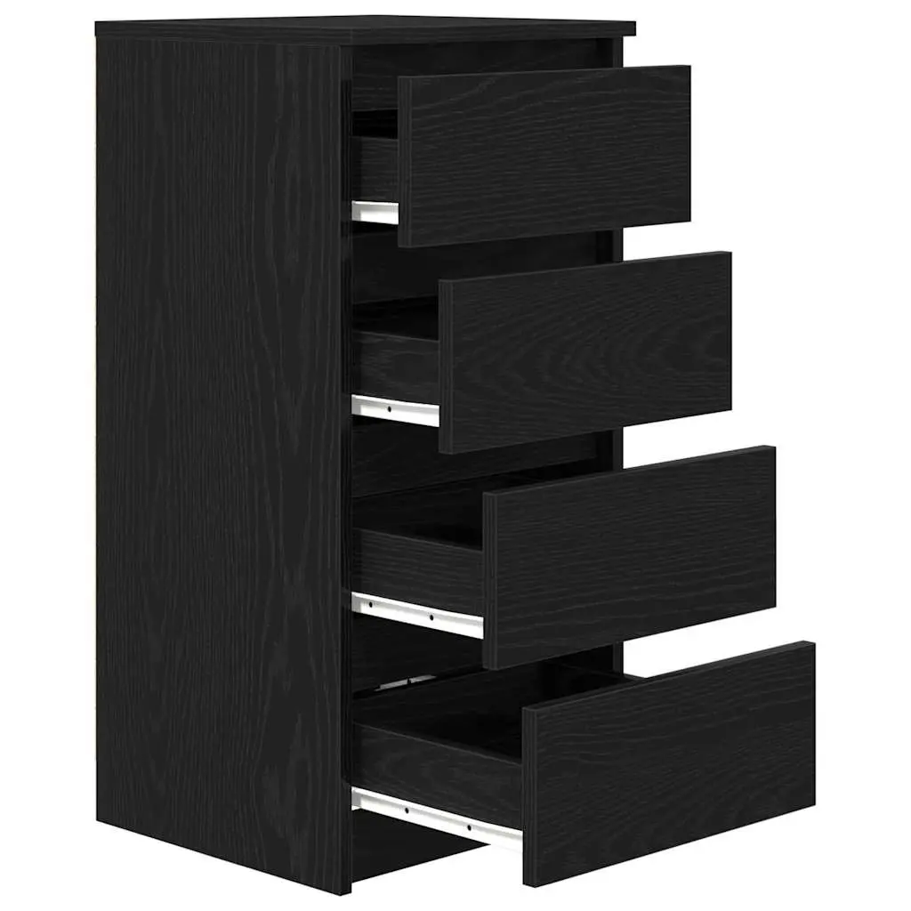 Black Oak Sideboard Storage Cabinet Engineered Wood Buffet 37.5x35x76cm