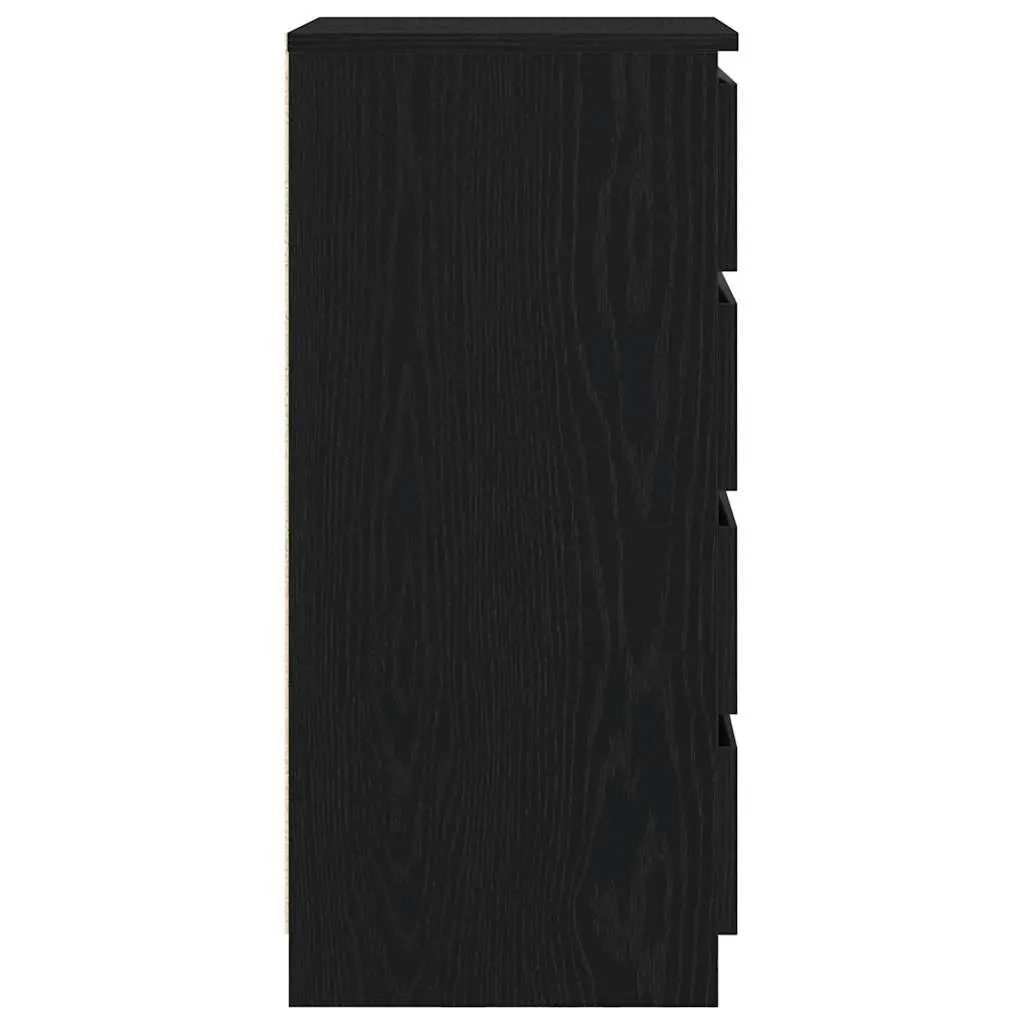 Black Oak Sideboard Storage Cabinet Engineered Wood Buffet 37.5x35x76cm