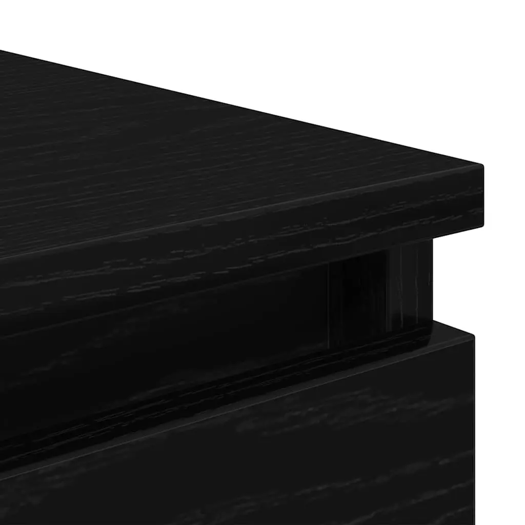 Black Oak Sideboard Storage Cabinet Engineered Wood Buffet 37.5x35x76cm