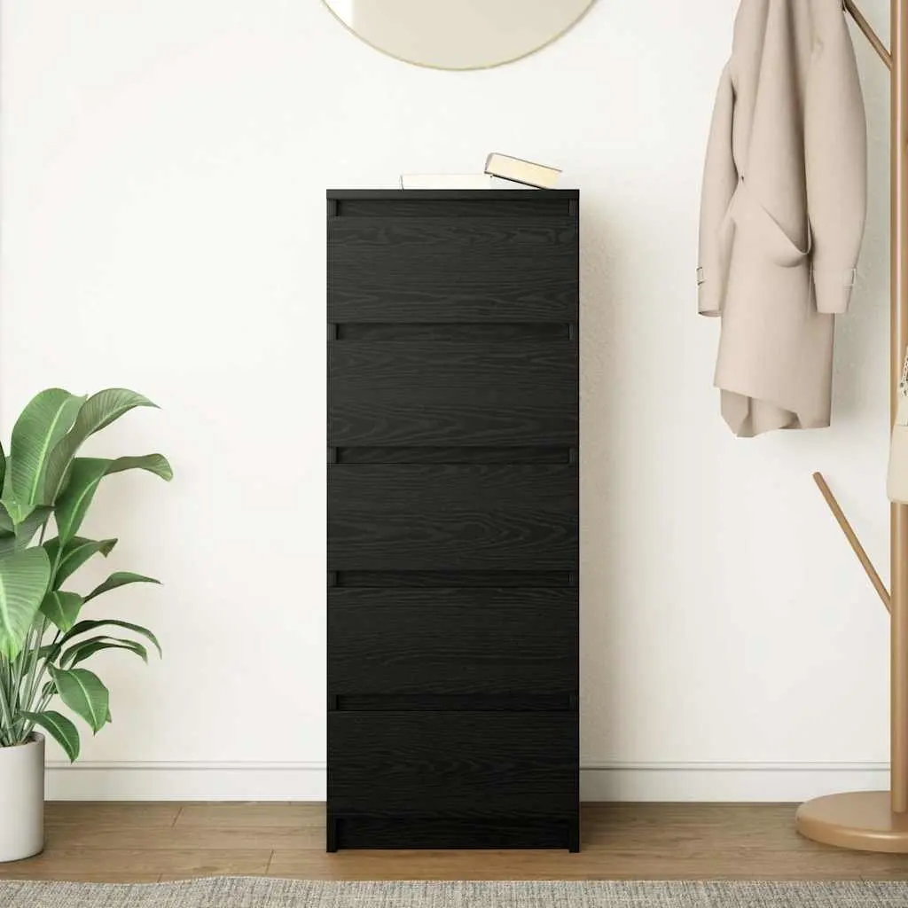 Storage Cabinet Black Oak Engineered Wood 37.5x35x99cm with Drawers