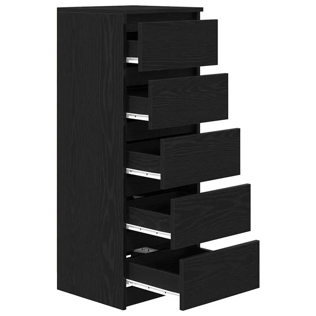 Storage Cabinet Black Oak Engineered Wood 37.5x35x99cm with Drawers