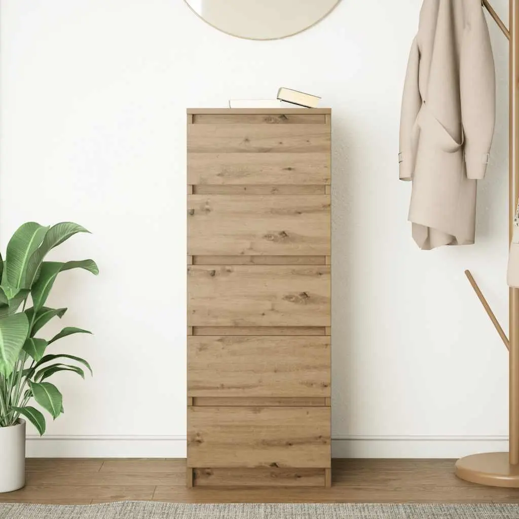 Sideboard with Drawers Brown Storage Cabinet Engineered Wood Buffet Organiser