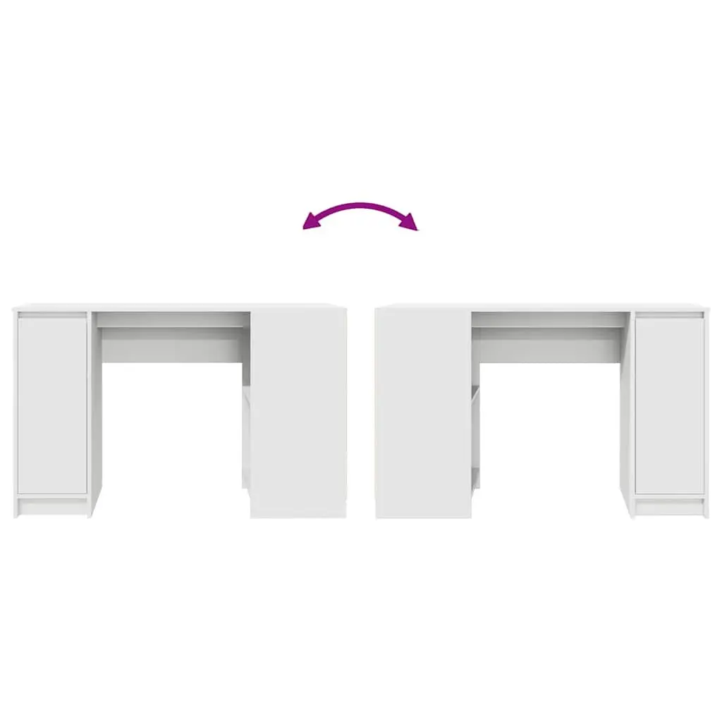 Desk Secretary Workstation Office White Writing Storage Engineered Wood