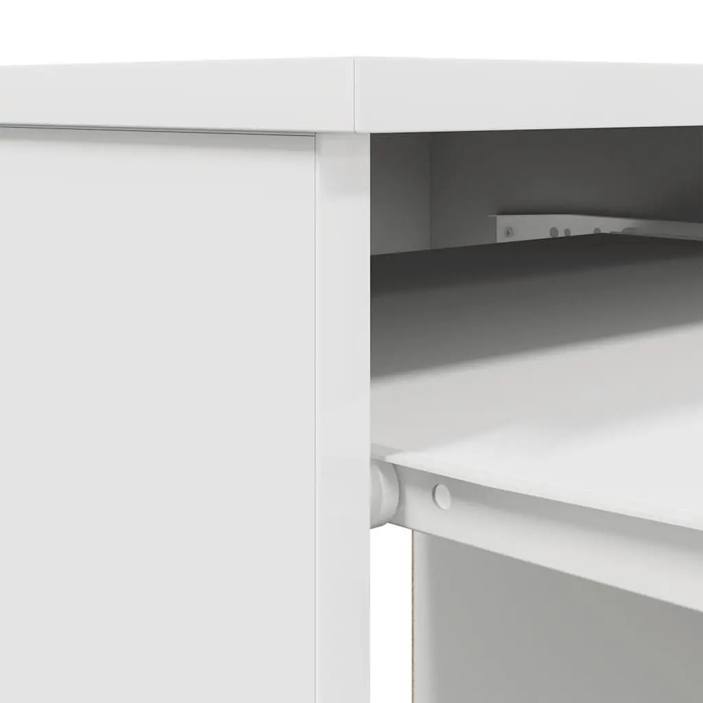 Office Desk Engineered Wood 86x49x76cm White with Storage Drawer Door Shelf