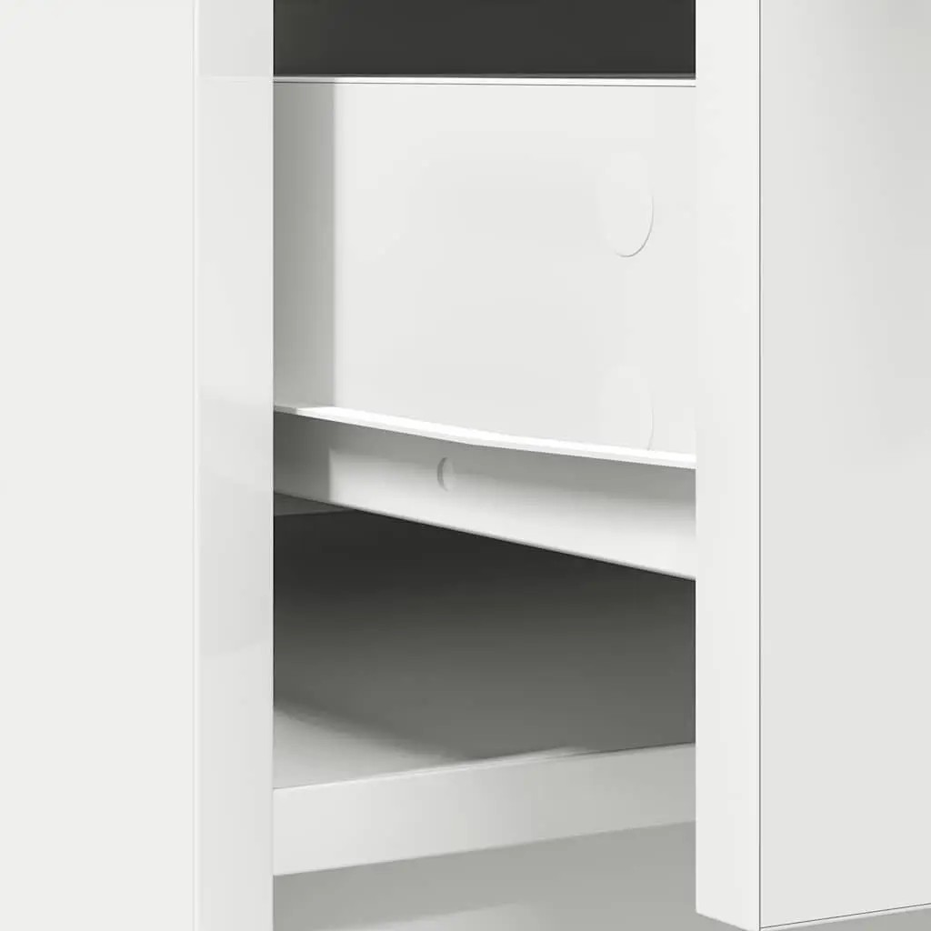 White Sideboard Buffet Cabinet with Doors Drawers Living Room Storage Organizer