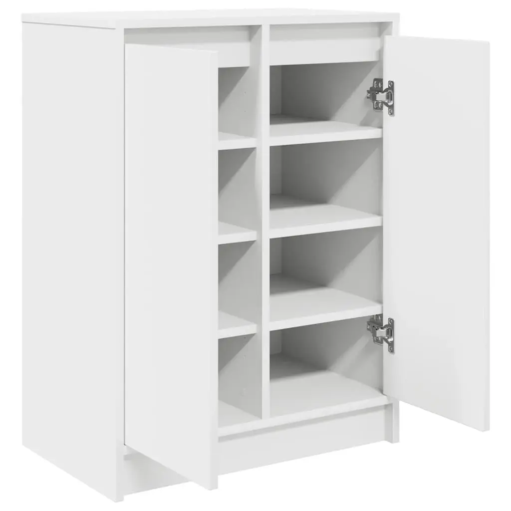 Shoe Cabinet White Storage Organiser Engineered Wood 57x34x76cm Doors