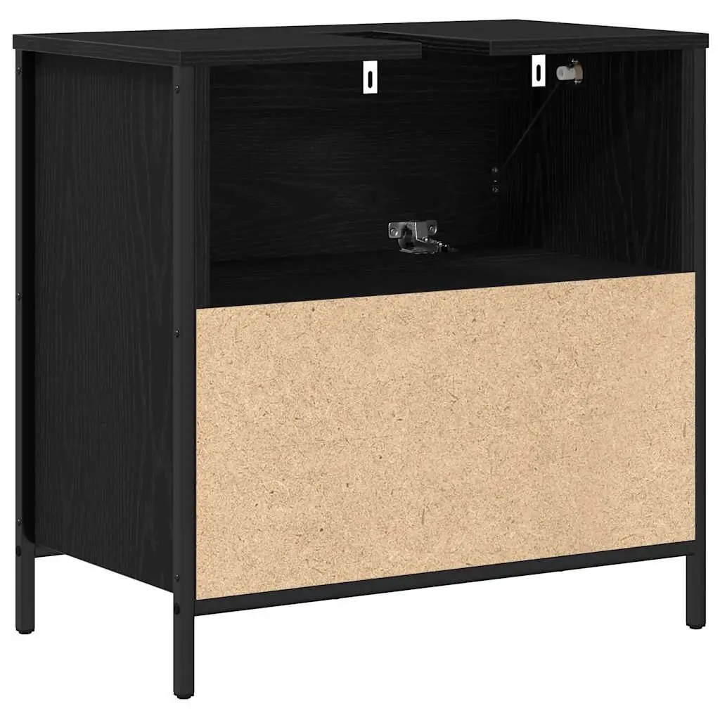 Bathroom Storage Unit with Drawers Engineered Wood Black Oak 60x34.5x60cm Vanity Cabinet