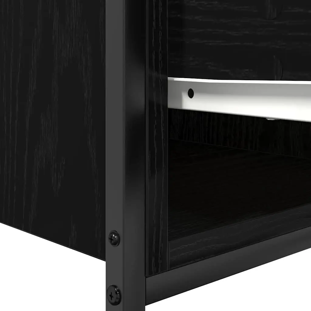 Bathroom Storage Unit with Drawers Engineered Wood Black Oak 60x34.5x60cm Vanity Cabinet