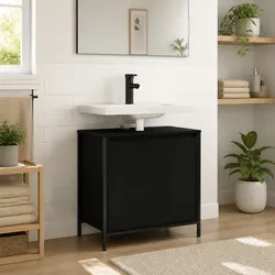 Functional Black Bathroom Vanity Cabinet with 2 Compartments