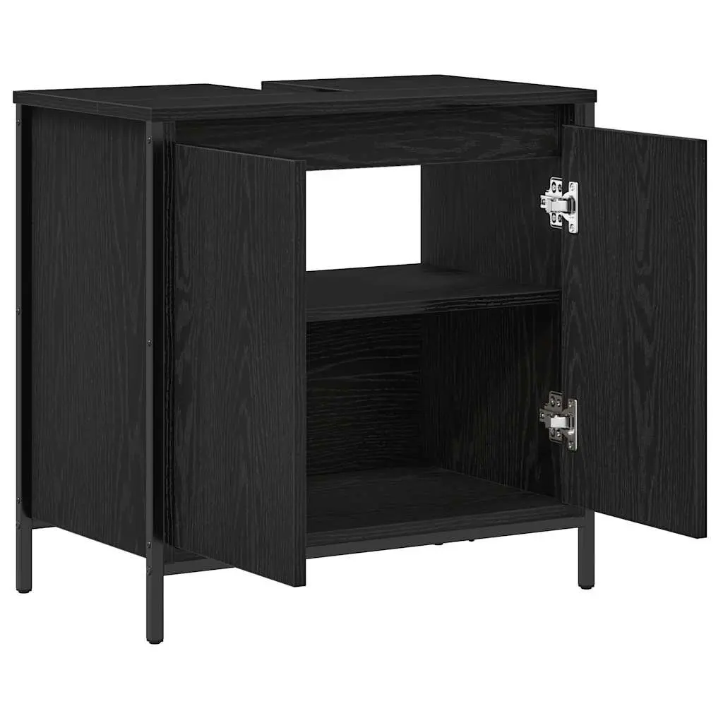 Bathroom Vanity Cabinet Engineered Wood 60cm Black Storage Sink Unit
