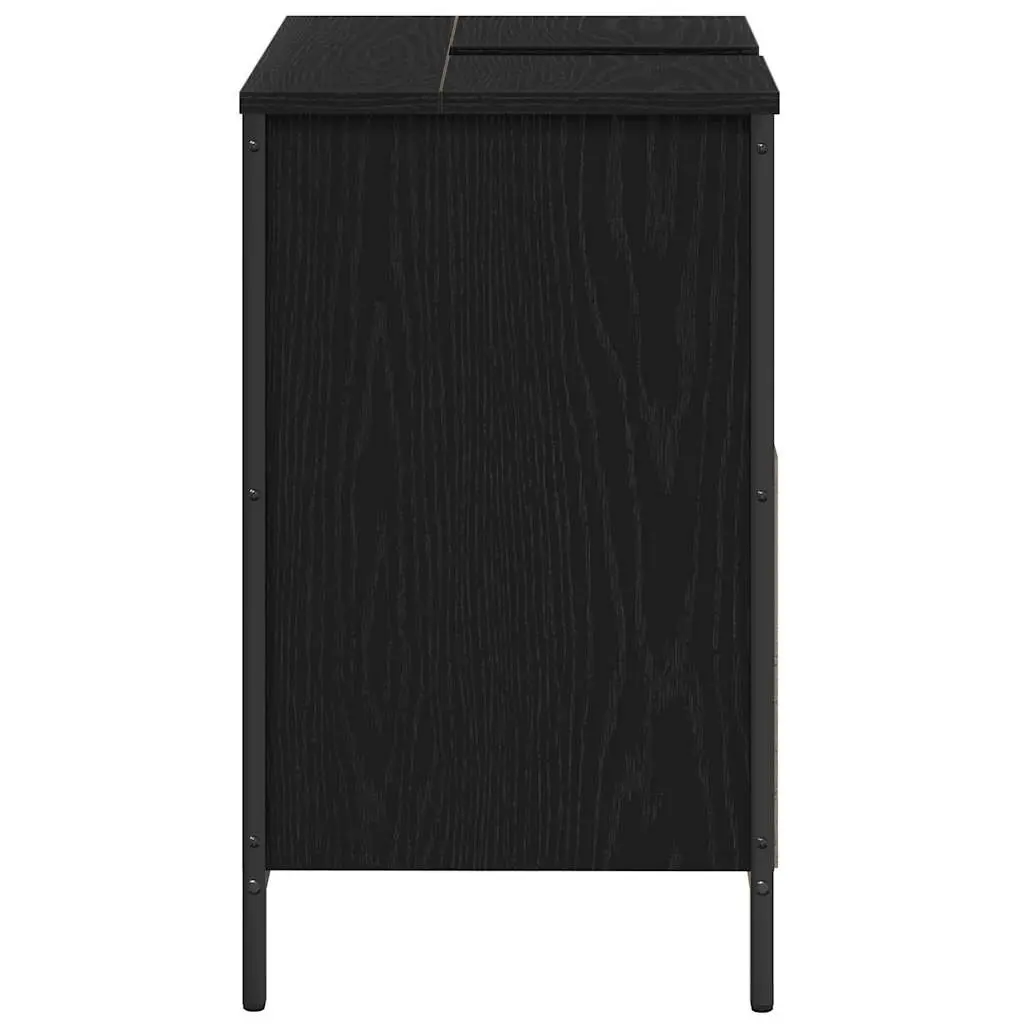 Bathroom Vanity Cabinet Engineered Wood 60cm Black Storage Sink Unit