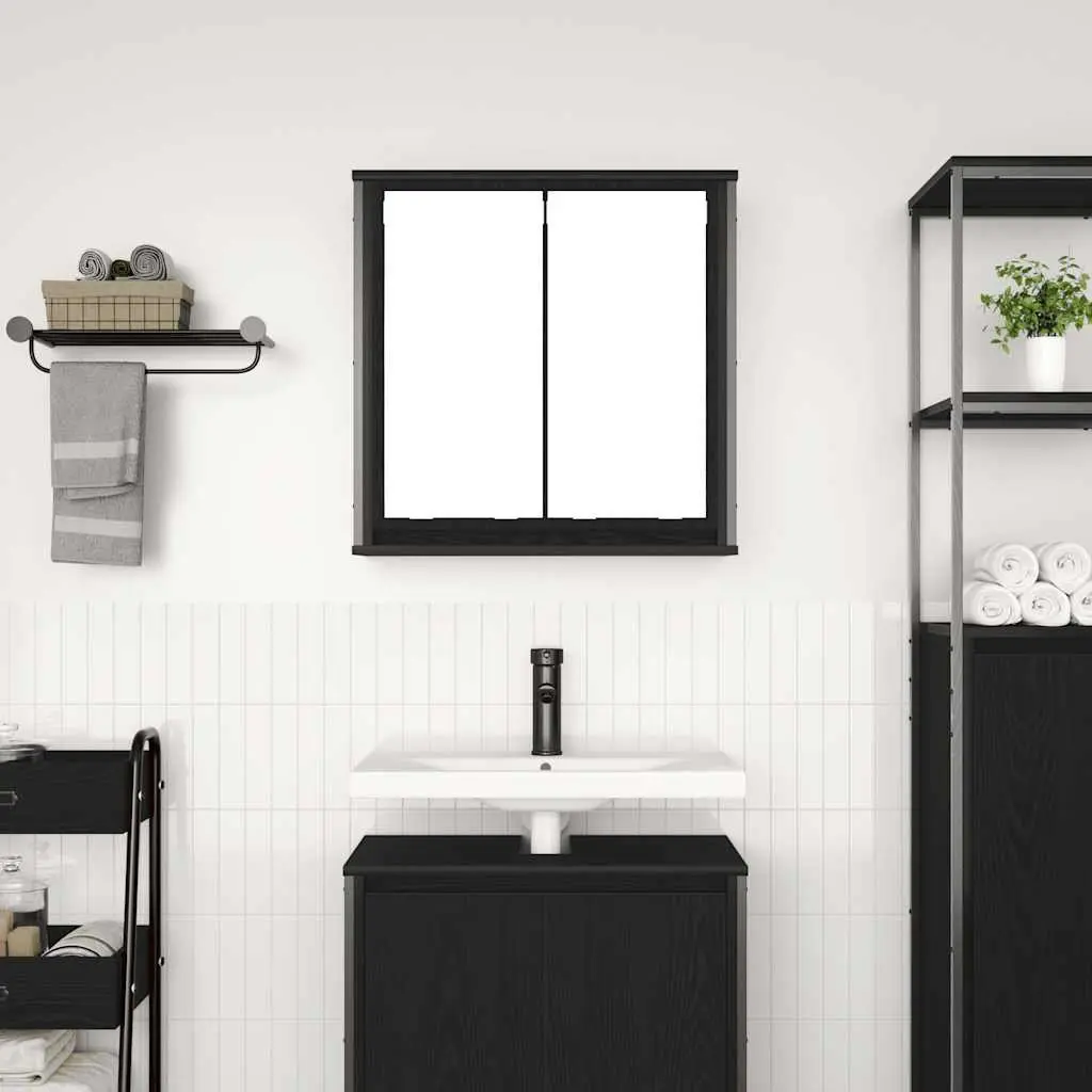 Black Oak Cabinet for Bathroom Organization