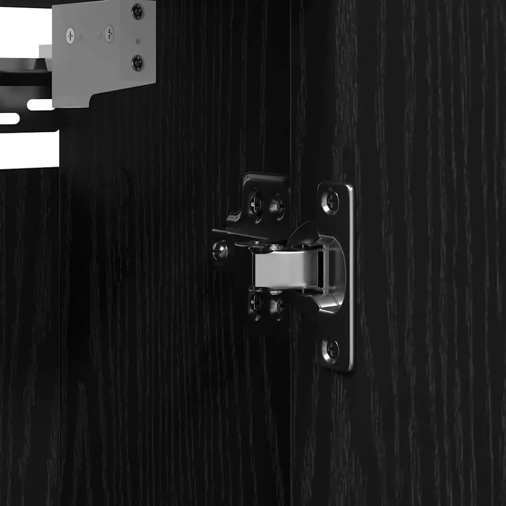 Bathroom Cabinet Engineered Wood 50 x 21 x 60 cm Black Oak Wall-Mounted with Mirror and Shelves