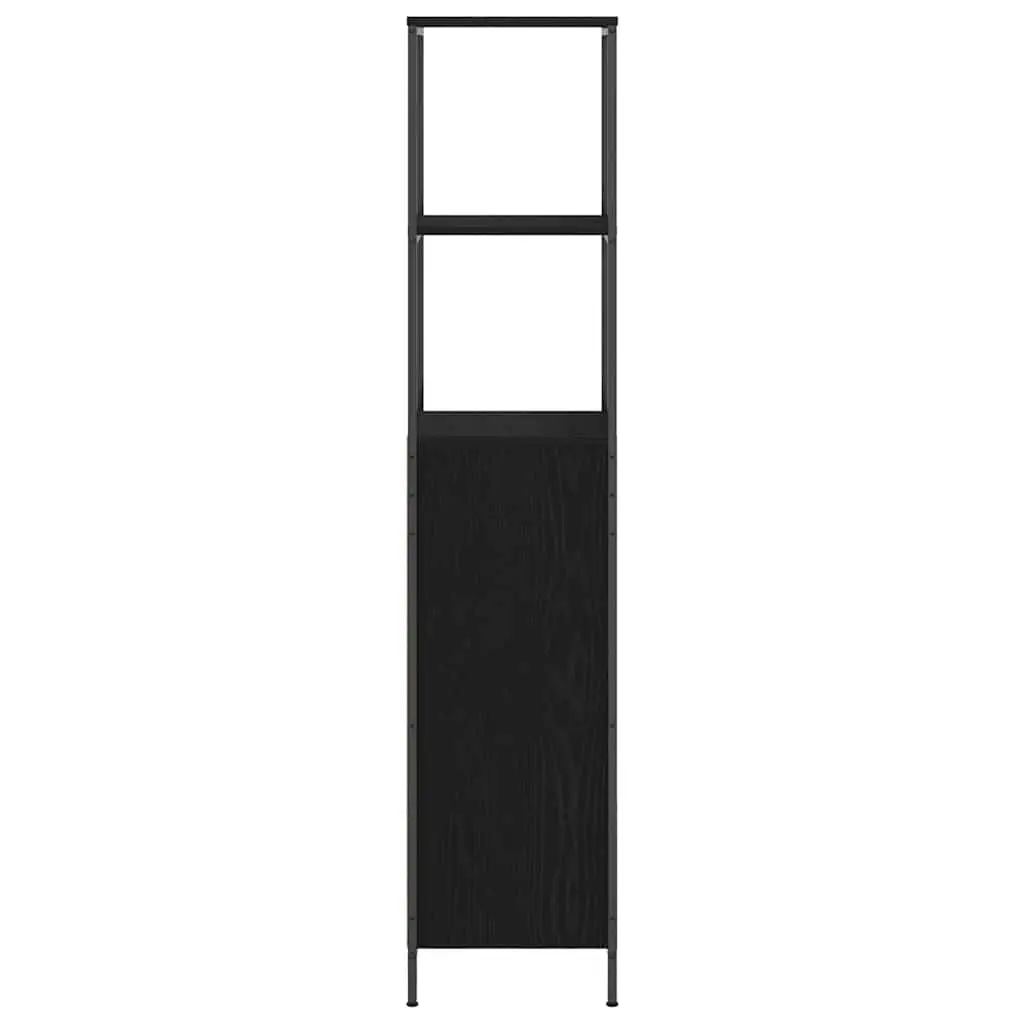 Bathroom Cabinet Engineered Wood 36x35x165cm Black Oak Storage Shelves Door Organiser