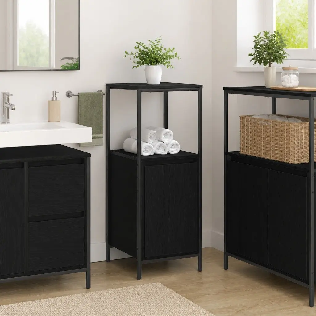 Bathroom Vanity Cabinet Engineered Wood 36x35x95cm Black Oak