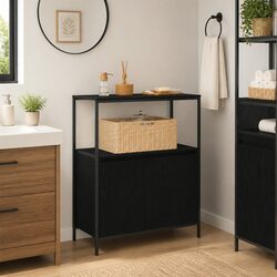 Versatile Black Oak Bathroom Cabinet for Any Room