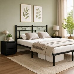 Bedside Cabinet 2 Pieces Black Bedroom Nightstand Storage Drawer Side Table