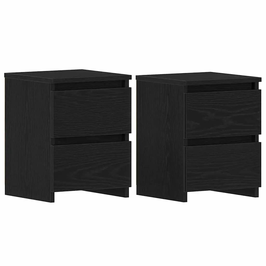 Bedside Cabinet Engineered Wood 30 x 30 x 40 cm Black 2 Pieces