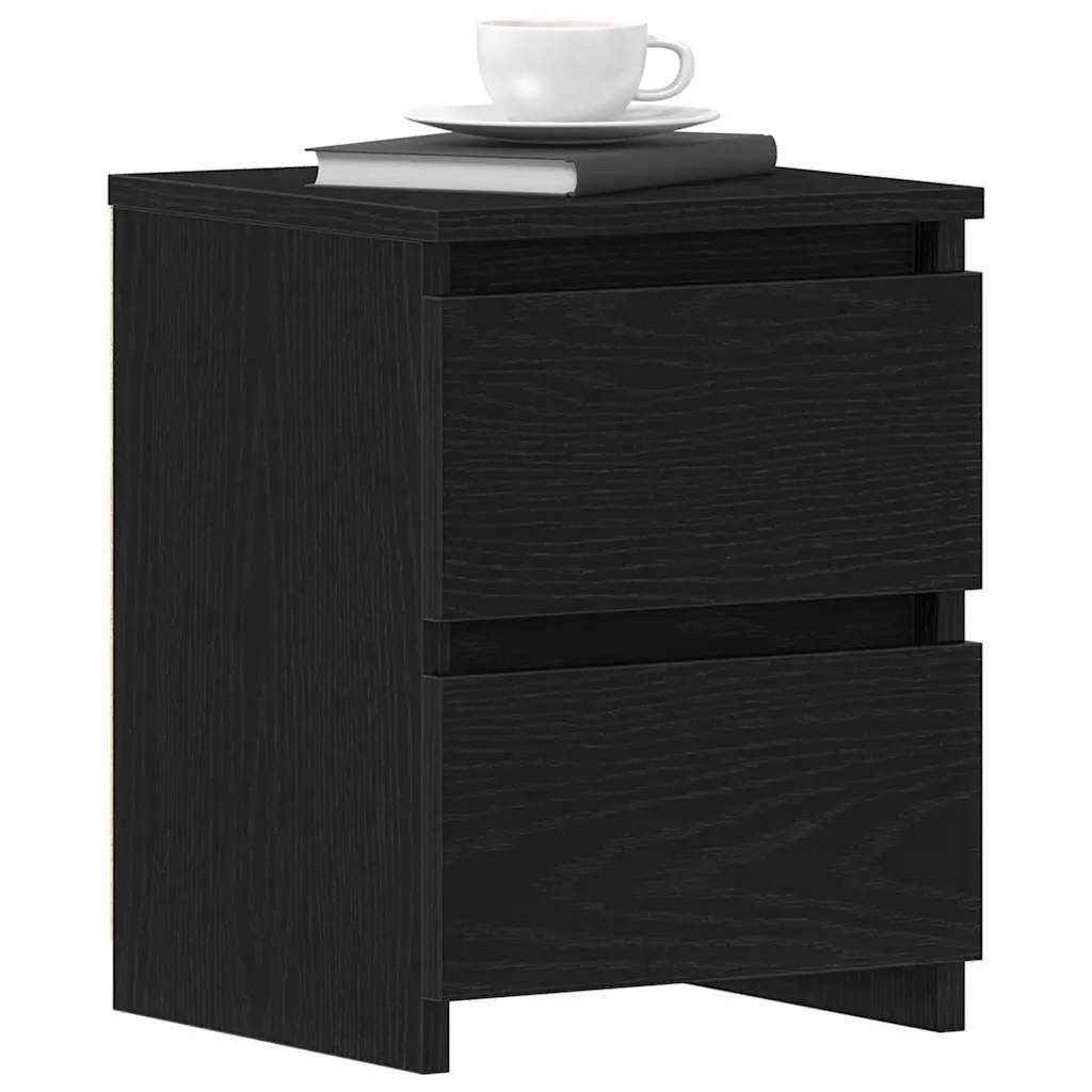 Bedside Cabinet Engineered Wood 30 x 30 x 40 cm Black 2 Pieces