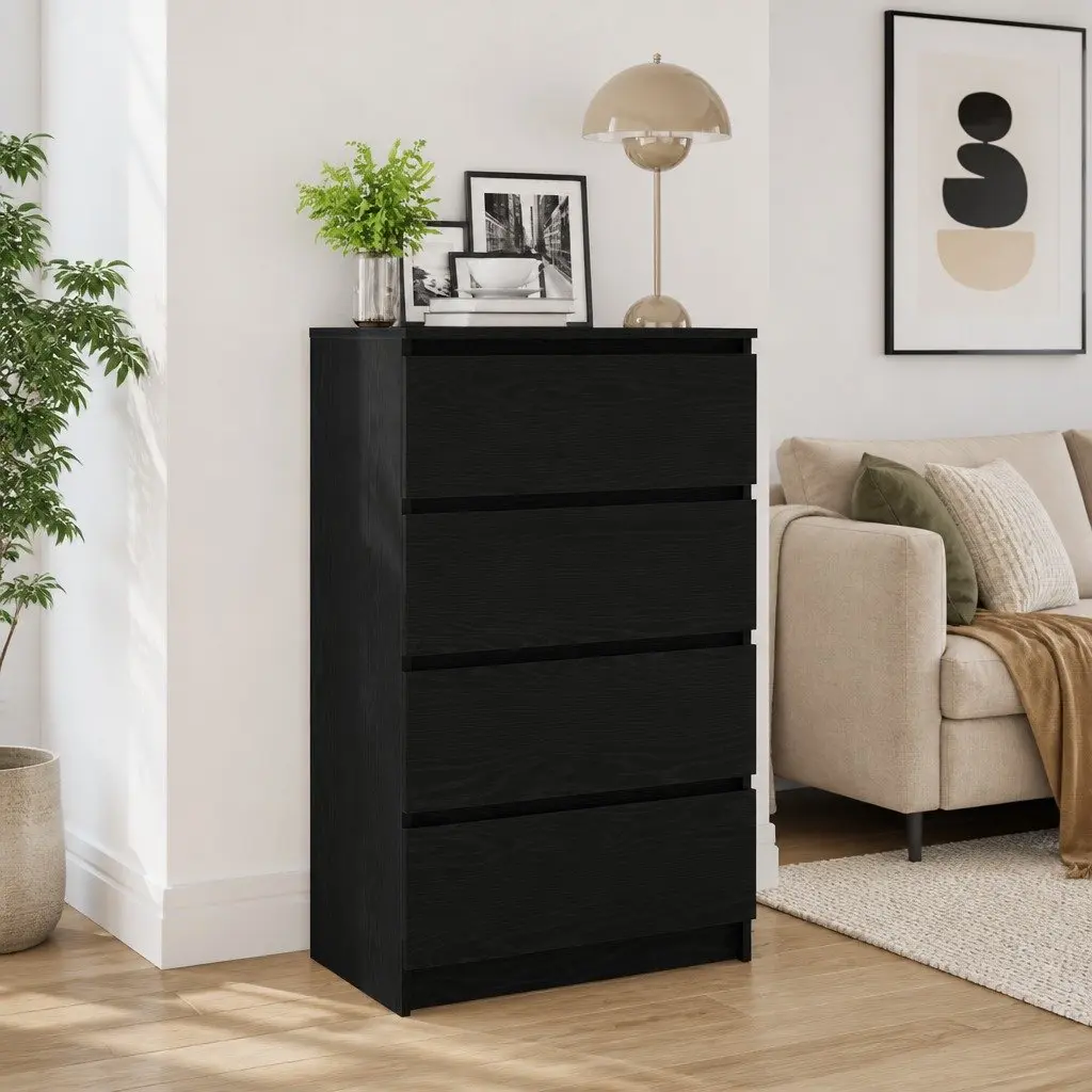Sideboard Engineered Wood 60x35x98.5cm Black Oak Cabinet Storage Buffet
