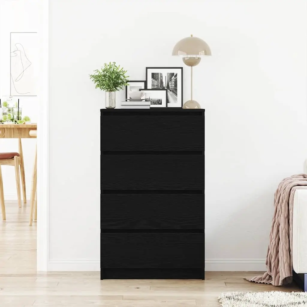 Sideboard Engineered Wood 60x35x98.5cm Black Oak Cabinet Storage Buffet