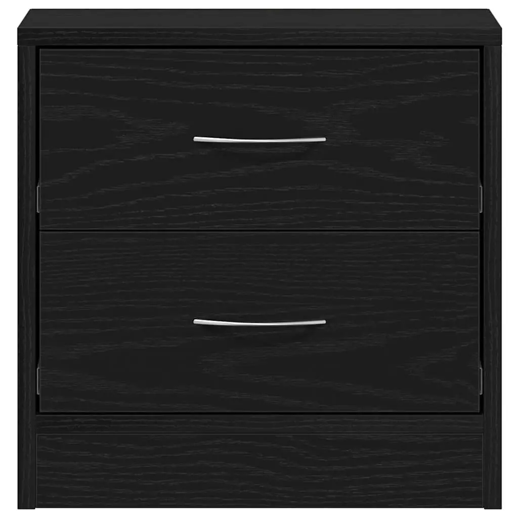 Bedside Cabinet Black Oak 40x30x40cm 2 Drawer Nightstand Storage Organiser