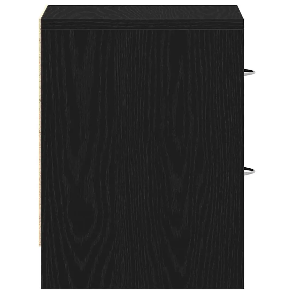 Bedside Cabinet Black Oak 40x30x40cm 2 Drawer Nightstand Storage Organiser