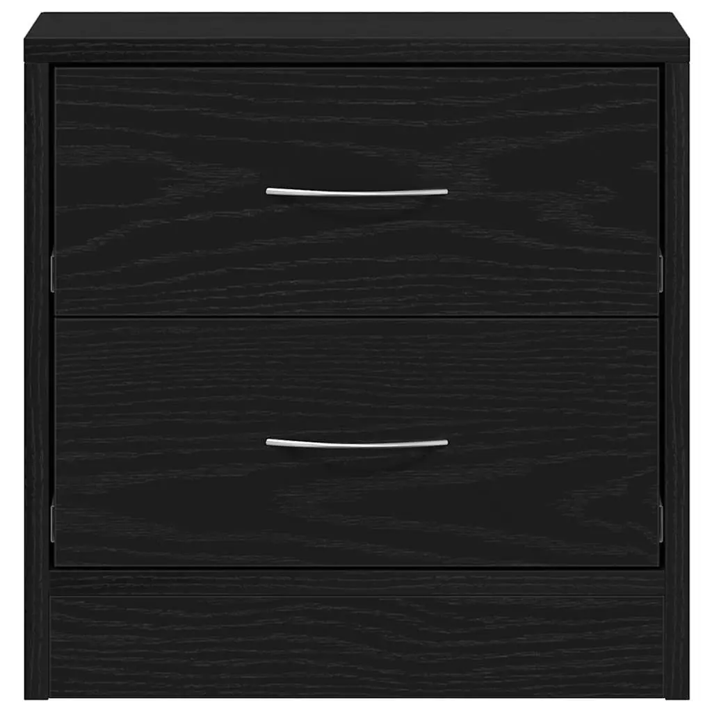 Bedside Cabinet Engineered Wood 40x30x40 cm Black Oak Nightstand with 2 Drawers Storage Table