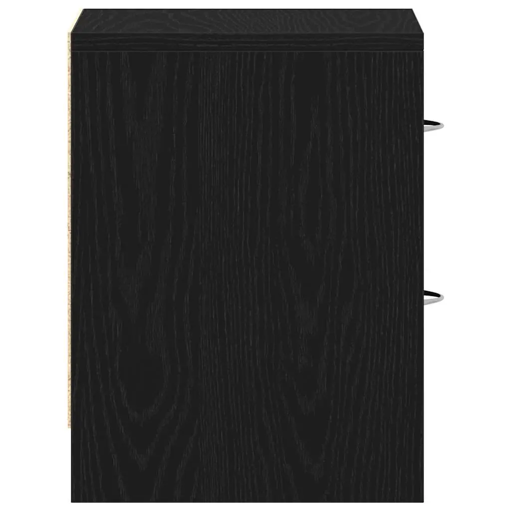 Bedside Cabinet Engineered Wood 40x30x40 cm Black Oak Nightstand with 2 Drawers Storage Table