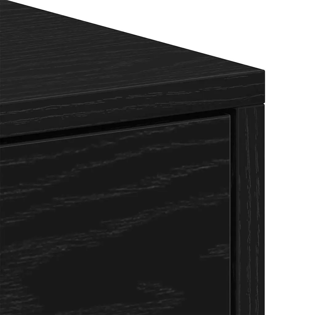 Bedside Cabinet Engineered Wood 40x30x40 cm Black Oak Nightstand with 2 Drawers Storage Table