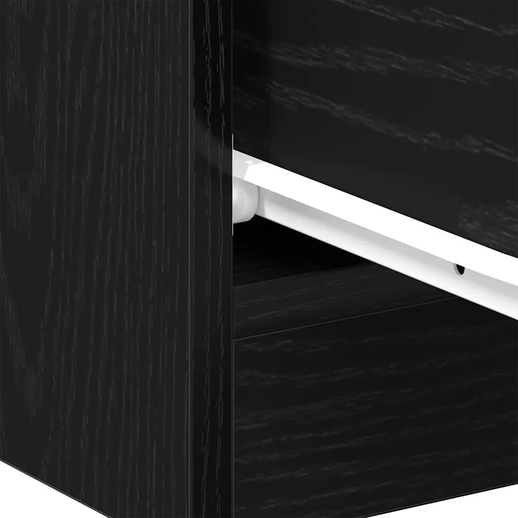 Bedside Cabinet Engineered Wood 40x30x40 cm Black Oak Nightstand with 2 Drawers Storage Table
