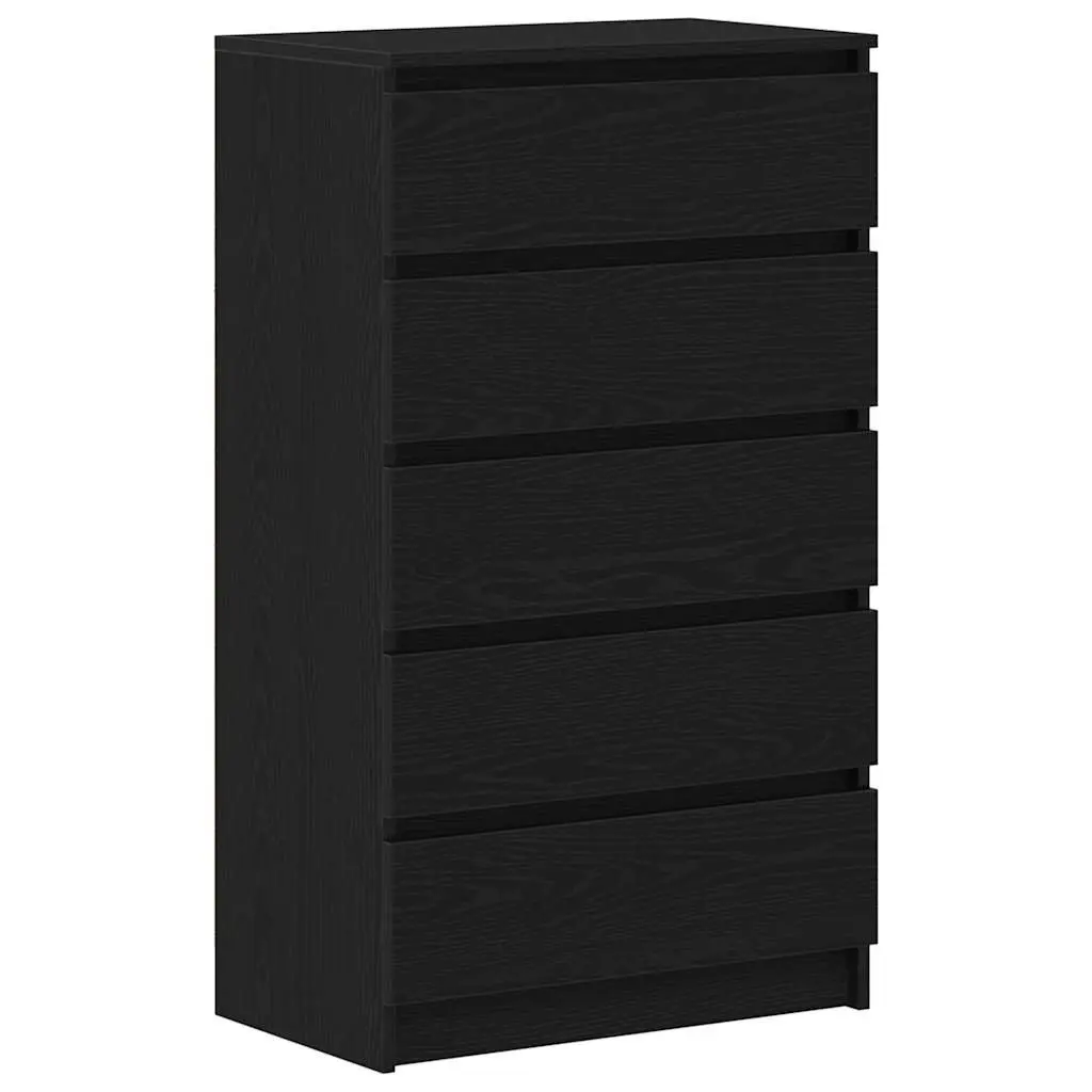 Drawer Cabinet Engineered Wood 60x36x103 cm Black Oak 5 Drawers