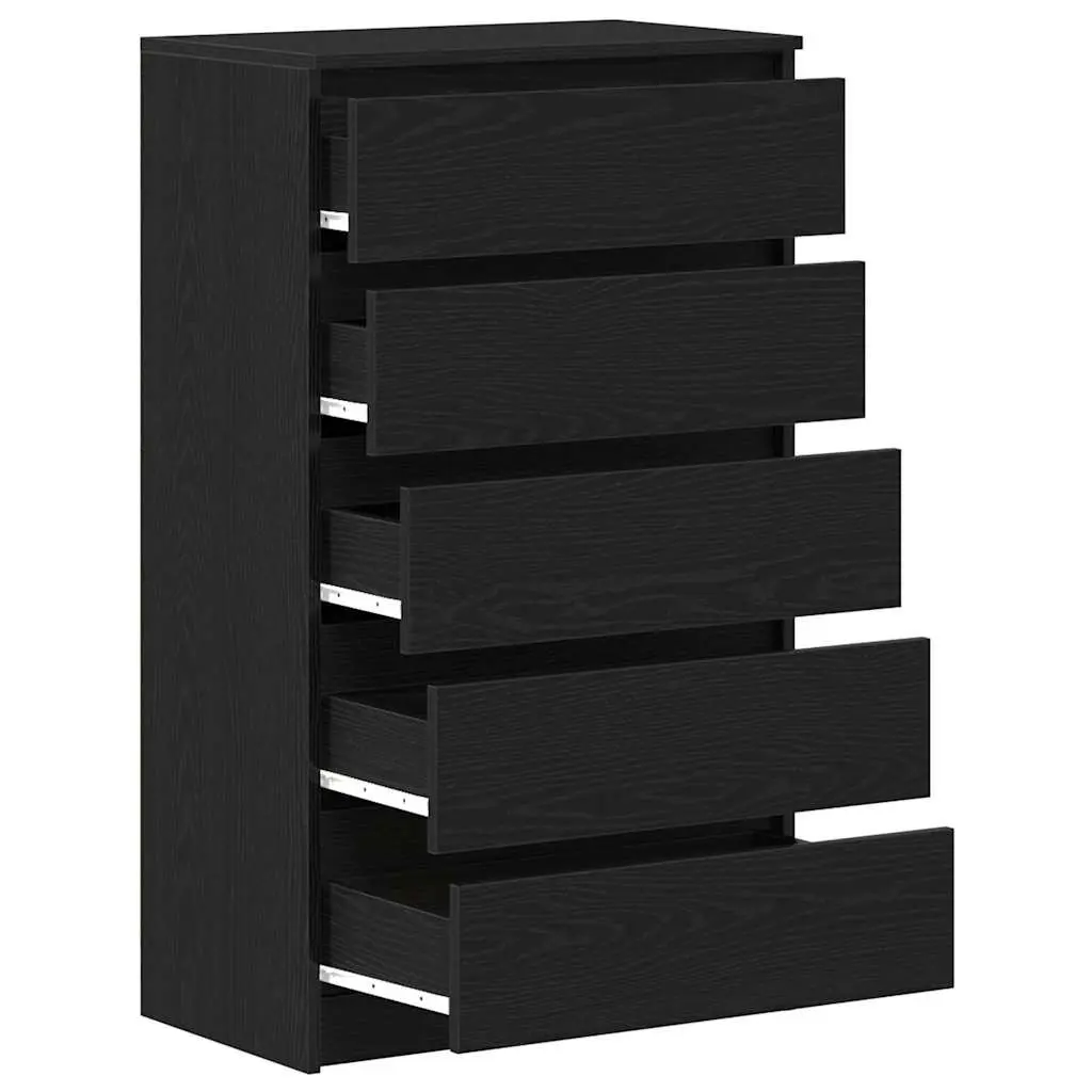 Drawer Cabinet Engineered Wood 60x36x103 cm Black Oak 5 Drawers
