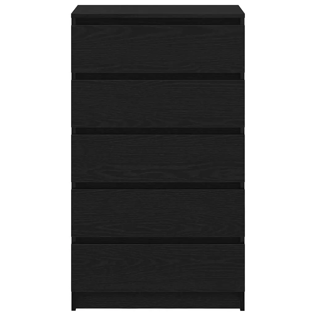 Drawer Cabinet Engineered Wood 60x36x103 cm Black Oak 5 Drawers