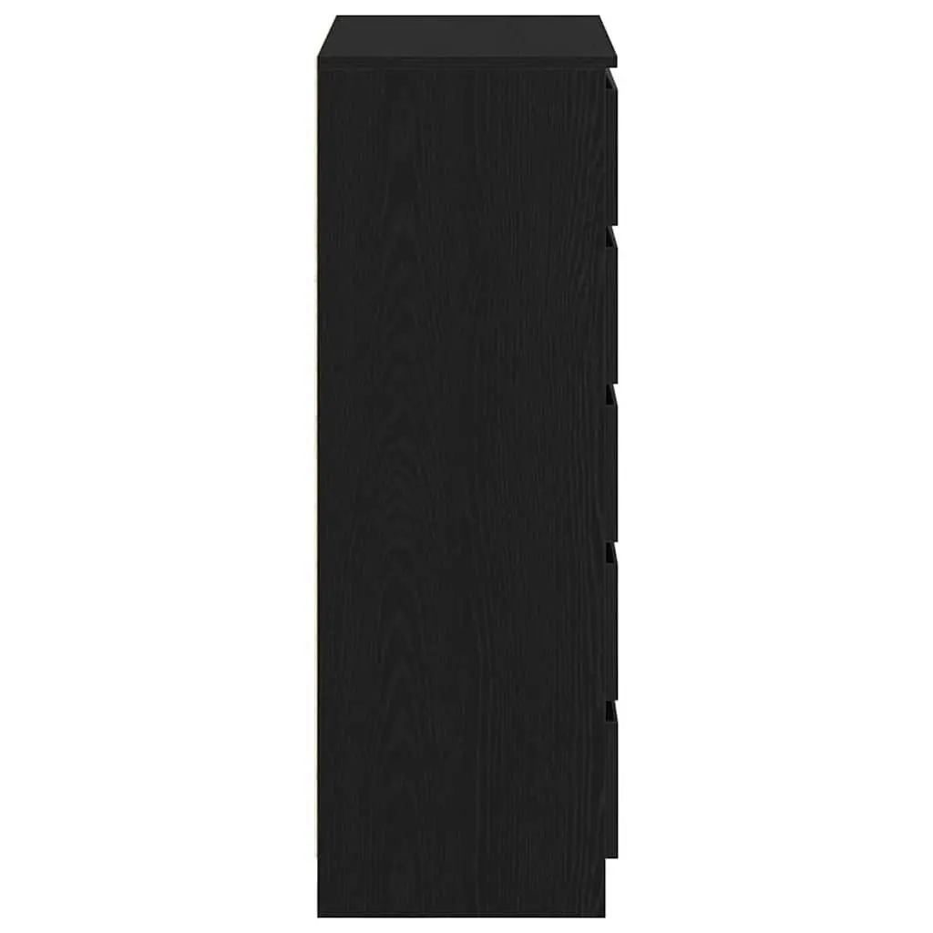 Drawer Cabinet Engineered Wood 60x36x103 cm Black Oak 5 Drawers