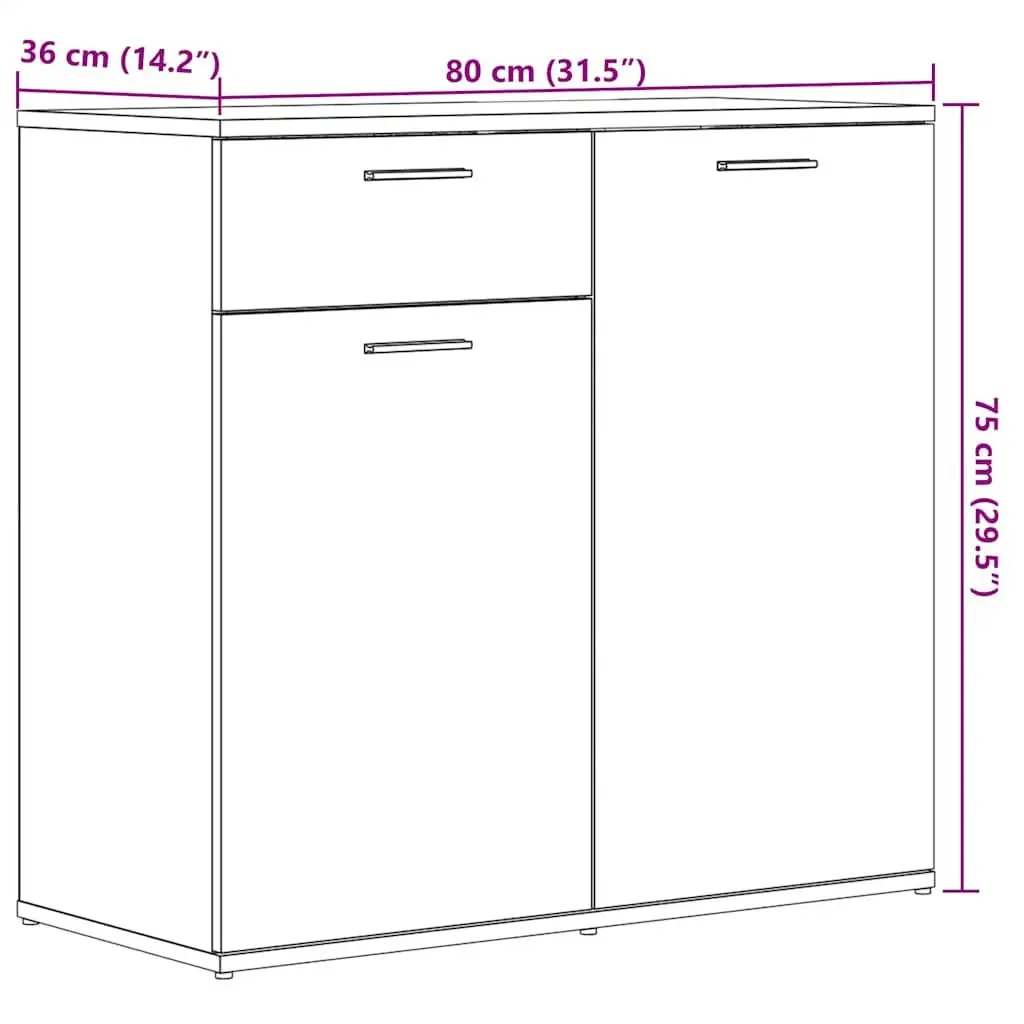 Sideboard Engineered Wood Black 80x36x75cm Storage Cabinet Buffet