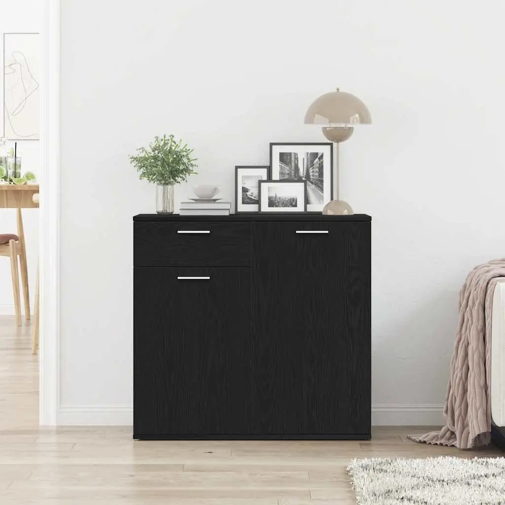 Sideboard Engineered Wood Black 80x36x75cm Storage Cabinet Buffet