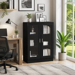 Ideal Book Cabinet for Any Room: Black Oak Design