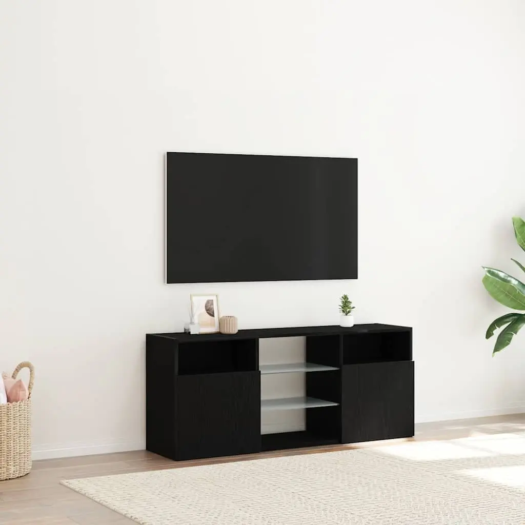 TV Cabinet Engineered Wood 120cm Black Oak with RGB LED Lights