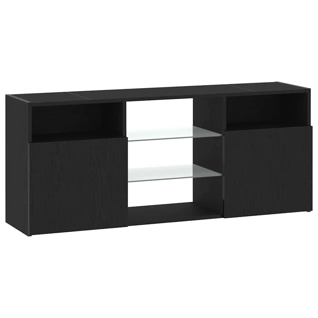 TV Cabinet Engineered Wood 120cm Black Oak with RGB LED Lights