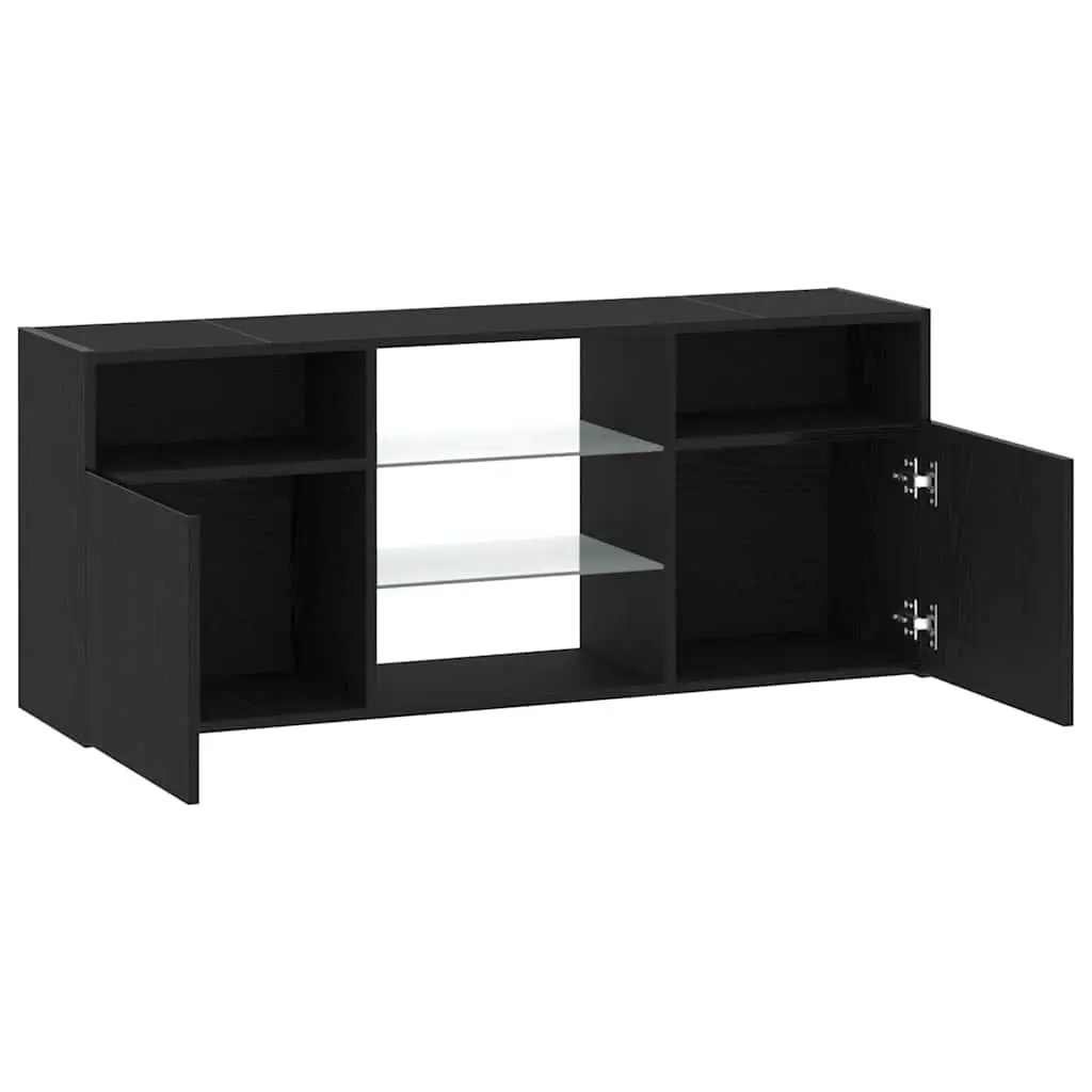 TV Cabinet Engineered Wood 120cm Black Oak with RGB LED Lights
