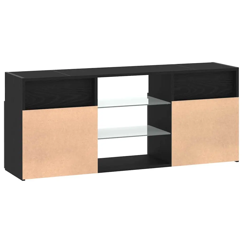 TV Cabinet Engineered Wood 120cm Black Oak with RGB LED Lights