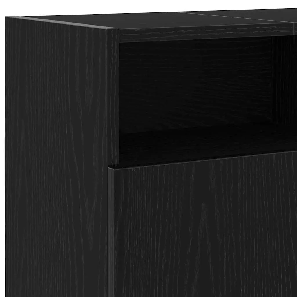 TV Cabinet Engineered Wood 120cm Black Oak with RGB LED Lights