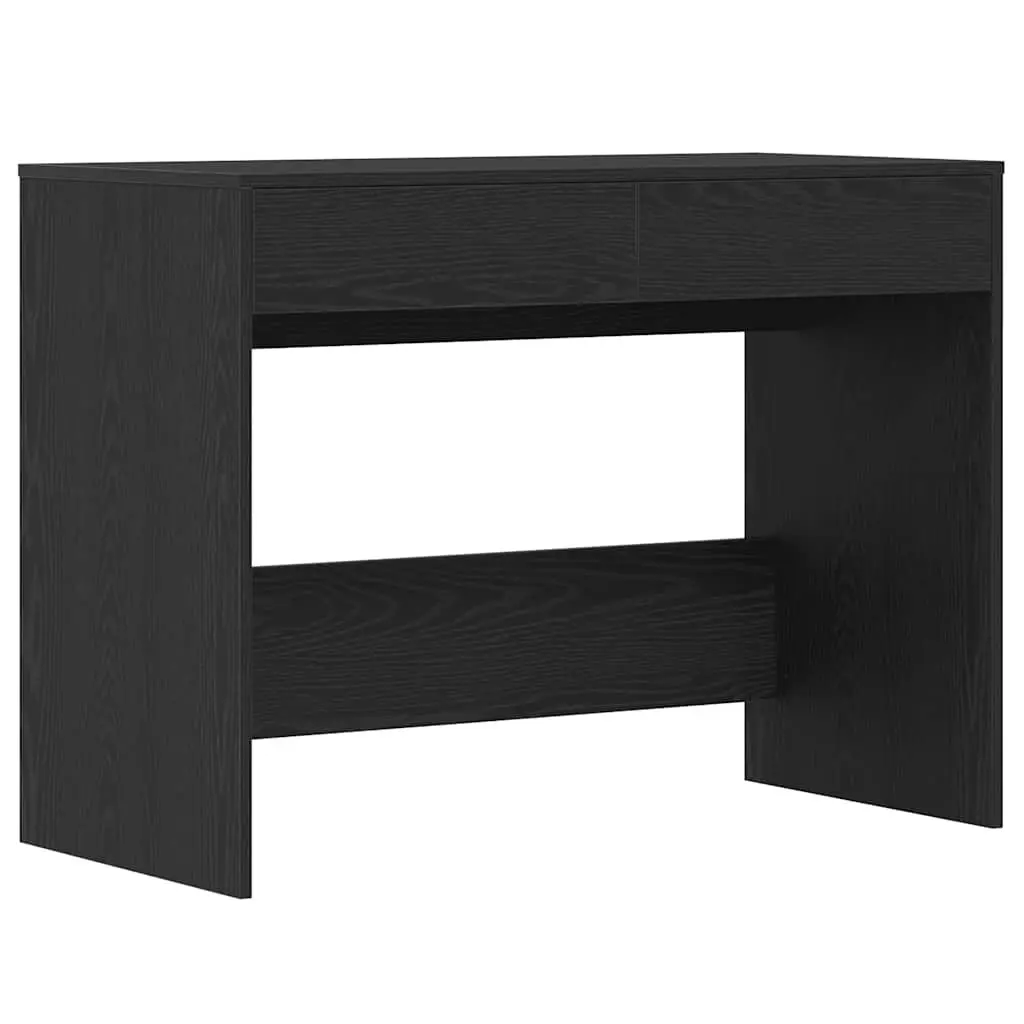 Office Desk Engineered Wood Black 101x50x76.5cm with 2 Drawers for Workspace Storage