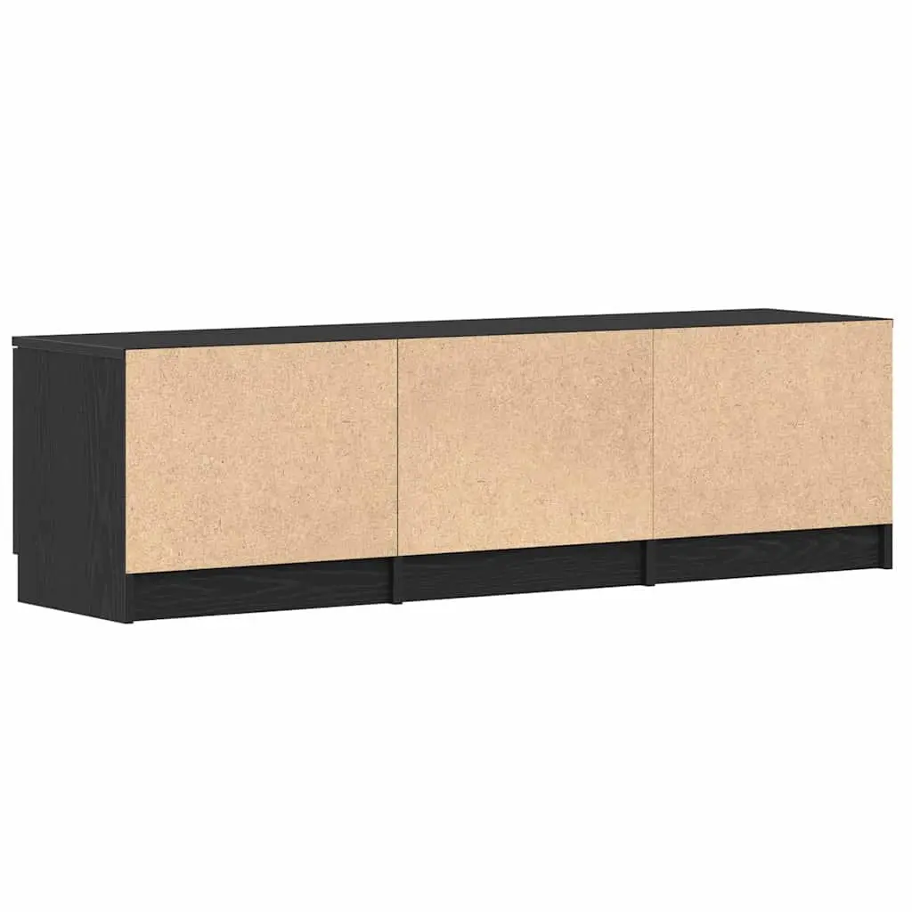 TV Cabinet Black Engineered Wood 140cm with Drawer for Living Room Storage