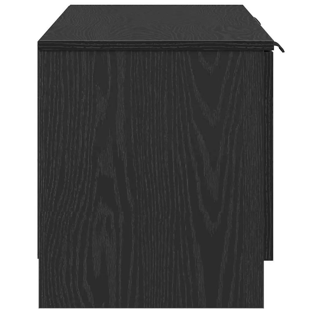 TV Cabinet Black Engineered Wood 140cm with Drawer for Living Room Storage