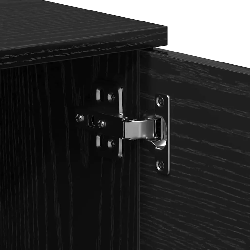 TV Cabinet Black Engineered Wood 140cm with Drawer for Living Room Storage